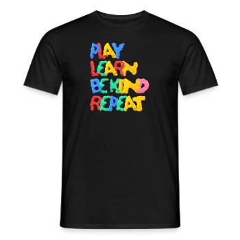 Jouer Apprendre à être gentil Répéter Anti Intimidation Wavy - T-shirt homme - noir - Devant - AI Model Male 178 light (178cm)