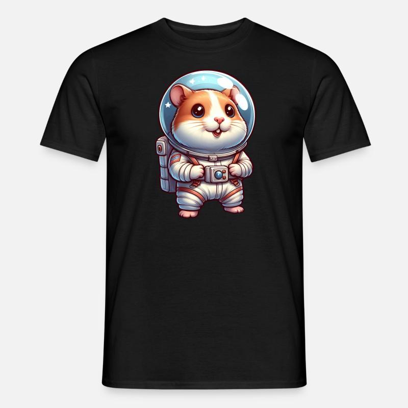 Mignon hamster astronaute dans l’espace - T-shirt homme - noir