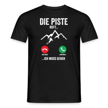 Skifahrer Skipiste ruft an - Männer T-Shirt - Schwarz - Vorne - AI Model Male 178 light (178cm)