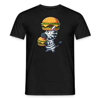 Whimsical Zebra Hamburger Fast Food Cheeseburger - Men's T-Shirt - black - Front - AI Model Male 178 light (178cm)