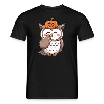 Mignon Halloween Harfang des neiges Citrouille Octobre Dessin animé - T-shirt homme - noir - Devant - AI Model Male 178 light (178cm)