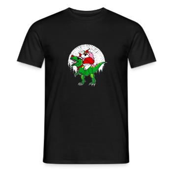 PARTY EINHORN AND DINOSAURIER / CHRISTMAS CONDITIONS - Men's T-Shirt - black - Front - AI Model Male 178 light (178cm)
