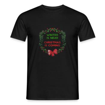 L'hiver arrive - Noël arrive - T-shirt homme - noir - Devant - AI Model Male 178 light (178cm)