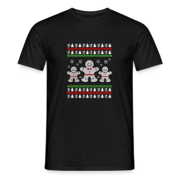 Gingerbread Cookies Ugly Christmas Sweater Gift - Men's T-Shirt - black - Front - AI Model Male 178 light (178cm)