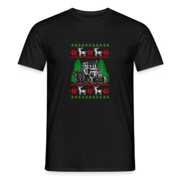 tracteur fermier noël vilain - T-shirt homme - noir - Devant - AI Model Male 178 light (178cm)