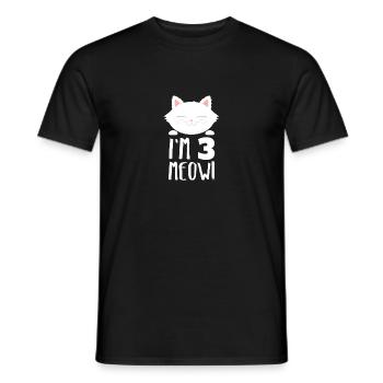 meow! Cute cat for 3rd birthday years gift - Men's T-Shirt - black - Front - AI Model Male 178 light (178cm)