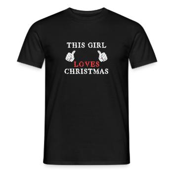 this girl love christmas - Men's T-Shirt - black - Front - AI Model Male 178 light (178cm)