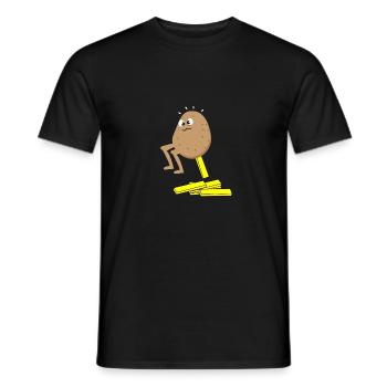 pomme de terre poof frites frites frites drole noel nouveau haha - T-shirt homme - noir - Devant - AI Model Male 178 light (178cm)