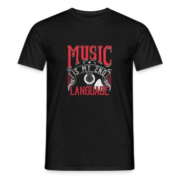 Music is My 2nd Language - Männer T-Shirt - Schwarz - Vorne - AI Model Male 178 light (178cm)