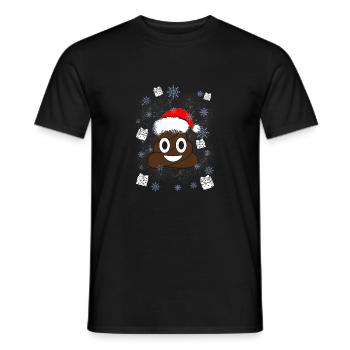 Poop emoticon Santa Christmas gift - Men's T-Shirt - black - Front - AI Model Male 178 light (178cm)