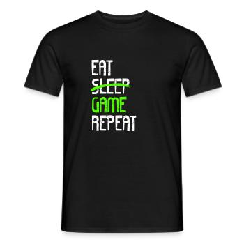 EAT SLEEP GAME REPEAT - Men's T-Shirt - black - Front - AI Model Male 178 light (178cm)