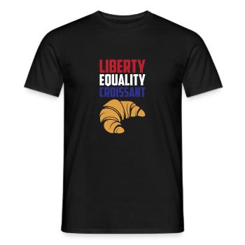 Liberté, Égalité Croissant Drôle France Français - T-shirt homme - noir - Devant - AI Model Male 178 light (178cm)