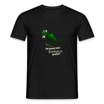 Dino T-Rex frisst ein Einhorn lustiges Geschenk - Männer T-Shirt - Schwarz - Vorne - AI Model Male 178 light (178cm)