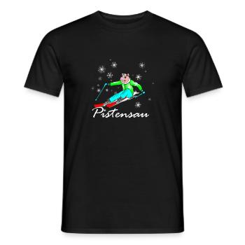 Pistensau Neon (für dunkle Textilien) - Männer T-Shirt - Schwarz - Vorne - AI Model Male 178 light (178cm)