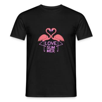 Flamingo Love Summer - Männer T-Shirt - Schwarz - Vorne - AI Model Male 178 light (178cm)