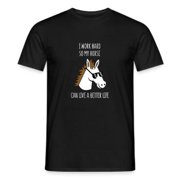 Pferdewirt - Pferd - Arbeit - Reiterhof - Stall - Männer T-Shirt - Schwarz - Vorne - AI Model Male 178 light (178cm)
