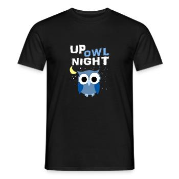 Up Owl Night Owl Moon Nocturnal Bird Lover Funny - Men's T-Shirt - black - Front - AI Model Male 178 light (178cm)