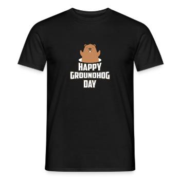 Happy Groundhog Day T-Shirt - Woodchuck 1886 - Men's T-Shirt - black - Front - AI Model Male 178 light (178cm)