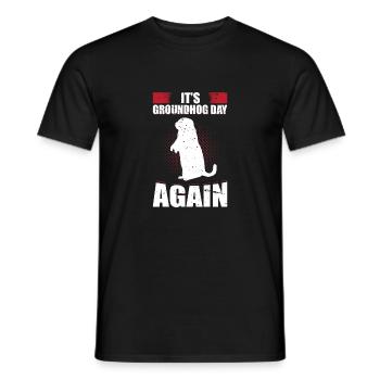 It's Groundhog Day Again Forecasting Animal Humor - Men's T-Shirt - black - Front - AI Model Male 178 light (178cm)