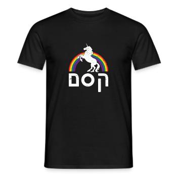 Arc-en-ciel magique en mot hébreu avec Licorne juive - T-shirt homme - noir - Devant - AI Model Male 178 light (178cm)
