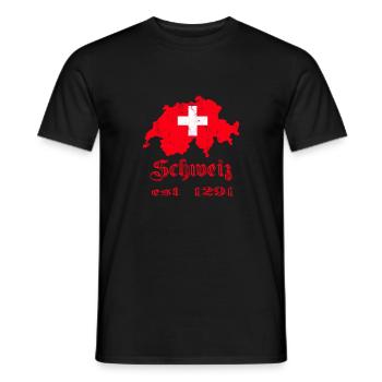 Schweiz 1291 Fussball Nation Kreuz Geschenk - Männer T-Shirt - Schwarz - Vorne - AI Model Male 178 light (178cm)