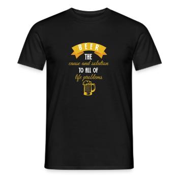 Bière - Bière - buveurs de bière - verre de bière - problème - T-shirt homme - noir - Devant - AI Model Male 178 light (178cm)