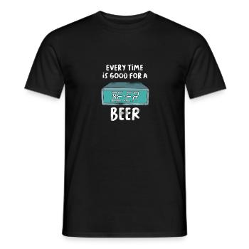 Réveil Horloge Heure Tout le temps est bon pour la bière - T-shirt homme - noir - Devant - AI Model Male 178 light (178cm)