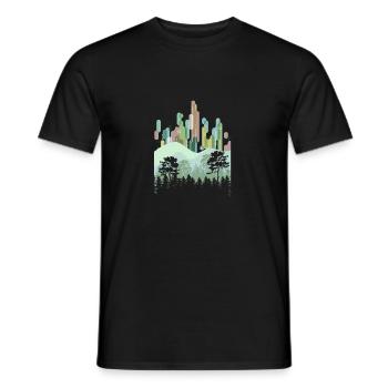 Retro Bäume Geschenk Kunst Baum Wald Natur - Männer T-Shirt - Schwarz - Vorne - AI Model Male 178 light (178cm)