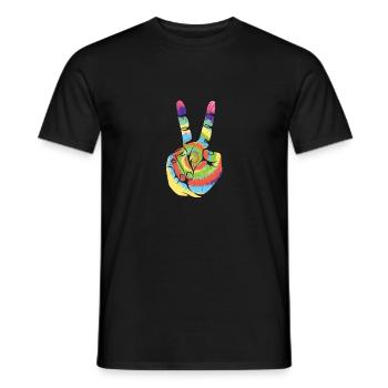 Peace Zeichen shirt Geschenk Friede Symbol - Männer T-Shirt - Schwarz - Vorne - AI Model Male 178 light (178cm)