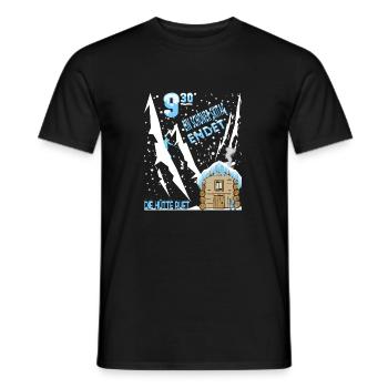 A nice day of skiing comes to an end the hut calls - Men's T-Shirt - black - Front - AI Model Male 178 light (178cm)