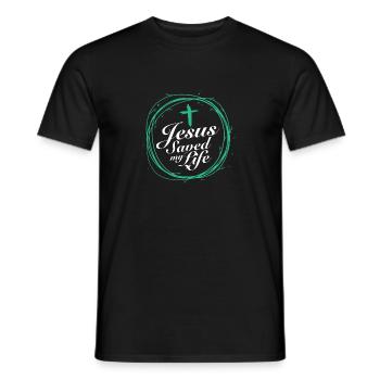 Jesus Saved My Life Christian God Bible Christ - Men's T-Shirt - black - Front - AI Model Male 178 light (178cm)