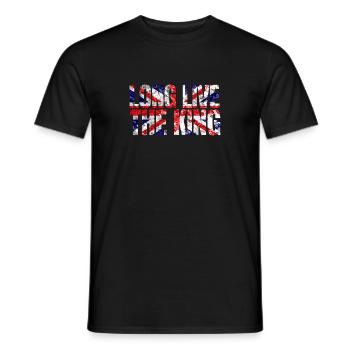 British King Coronation Charles England Flag - Men's T-Shirt - black - Front - AI Model Male 178 light (178cm)