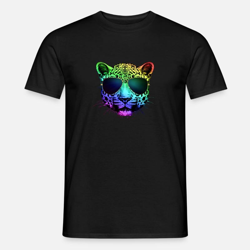 Regenbogen-Gepard - Männer T-Shirt - Schwarz