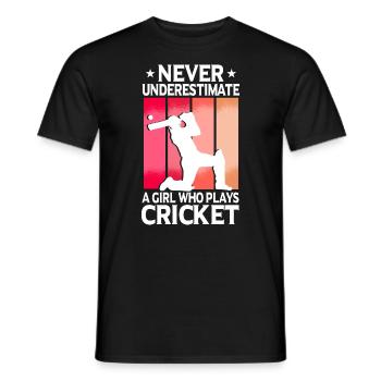 Never Underestimate A Girl Who Plays Cricket - Men's T-Shirt - black - Front - AI Model Male 178 light (178cm)