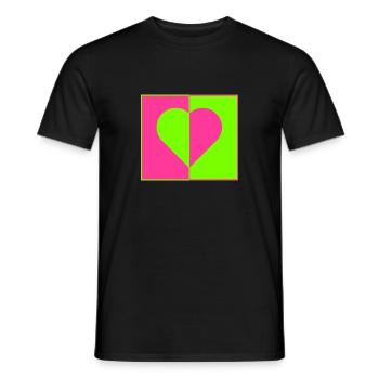 Coeur Neon Rose Vert Ying Yang Amour - T-shirt homme - noir - Devant - AI Model Male 178 light (178cm)