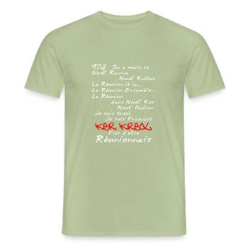 Kosement kreol - 974 La Réunion - T-shirt homme - vert sauge - Devant - AI Model Male 178 light (178cm)