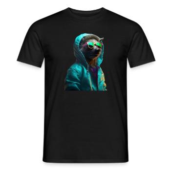 Hyena with sunglasses Colorful Cool hyenas Africa - Men's T-Shirt - black - Front - AI Model Male 178 light (178cm)