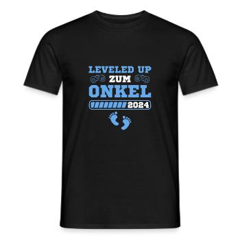 Schwangerschaftsverkündung 2024 Leveled zum Onkel - Männer T-Shirt - Schwarz - Vorne - AI Model Male 178 light (178cm)