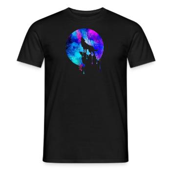 Espace de pleine lune - cadeau - loup hurlant - T-shirt homme - noir - Devant - AI Model Male 178 light (178cm)