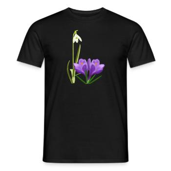 Snowdrops and crocuses, spring - Men's T-Shirt - black - Front - AI Model Male 178 light (178cm)