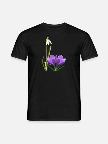 Schneeglöckchen und Krokusse, Frühling - Männer T-Shirt - Schwarz