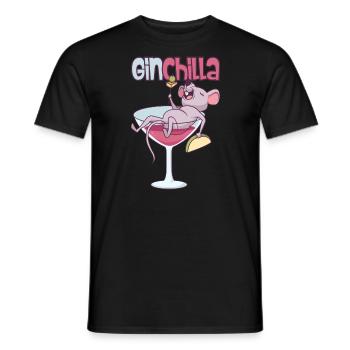 Ginchilla Drunk Mouse in Martini Glass - Men's T-Shirt - black - Front - AI Model Male 178 light (178cm)