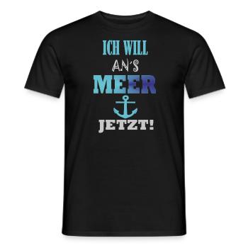 Spruch Ich will ans Meer - Männer T-Shirt - Schwarz - Vorne - AI Model Male 178 light (178cm)