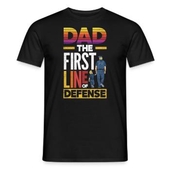 Dad First Line Of Defense Father's Day Design for - Männer T-Shirt - Schwarz - Vorne - AI Model Male 178 light (178cm)