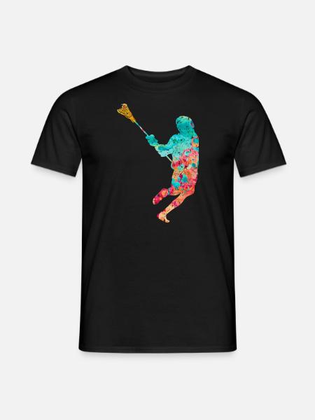 Lacrosse Spieler PopArt - Männer T-Shirt - Schwarz