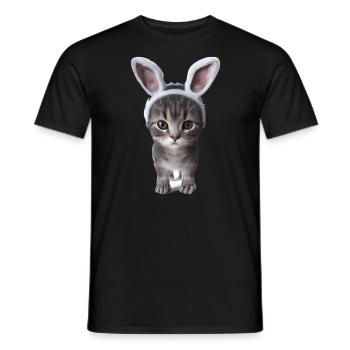 Cat with rabbit ears - Men's T-Shirt - black - Front - AI Model Male 178 light (178cm)
