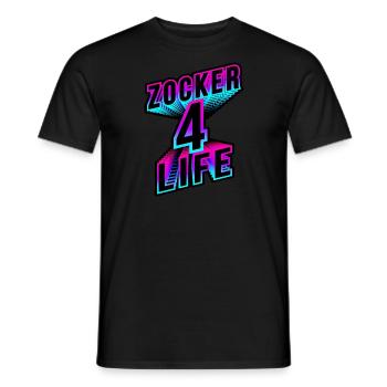Zocker 4 Life - neon 3d gaming spruch - Männer T-Shirt - Schwarz - Vorne - AI Model Male 178 light (178cm)
