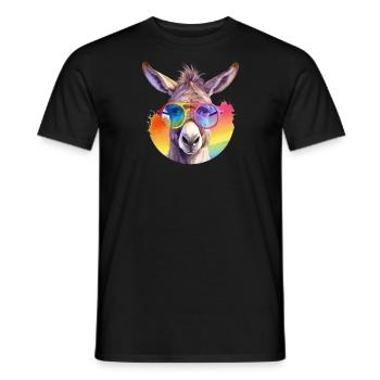 Colorful cool donkey with sunglasses - Men's T-Shirt - black - Front - AI Model Male 178 light (178cm)
