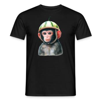 Monkey with watermelon - Men's T-Shirt - black - Front - AI Model Male 178 light (178cm)