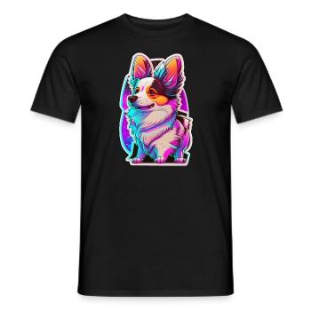 petit chien et lumiere néon - T-shirt homme - noir - Devant - AI Model Male 178 light (178cm)